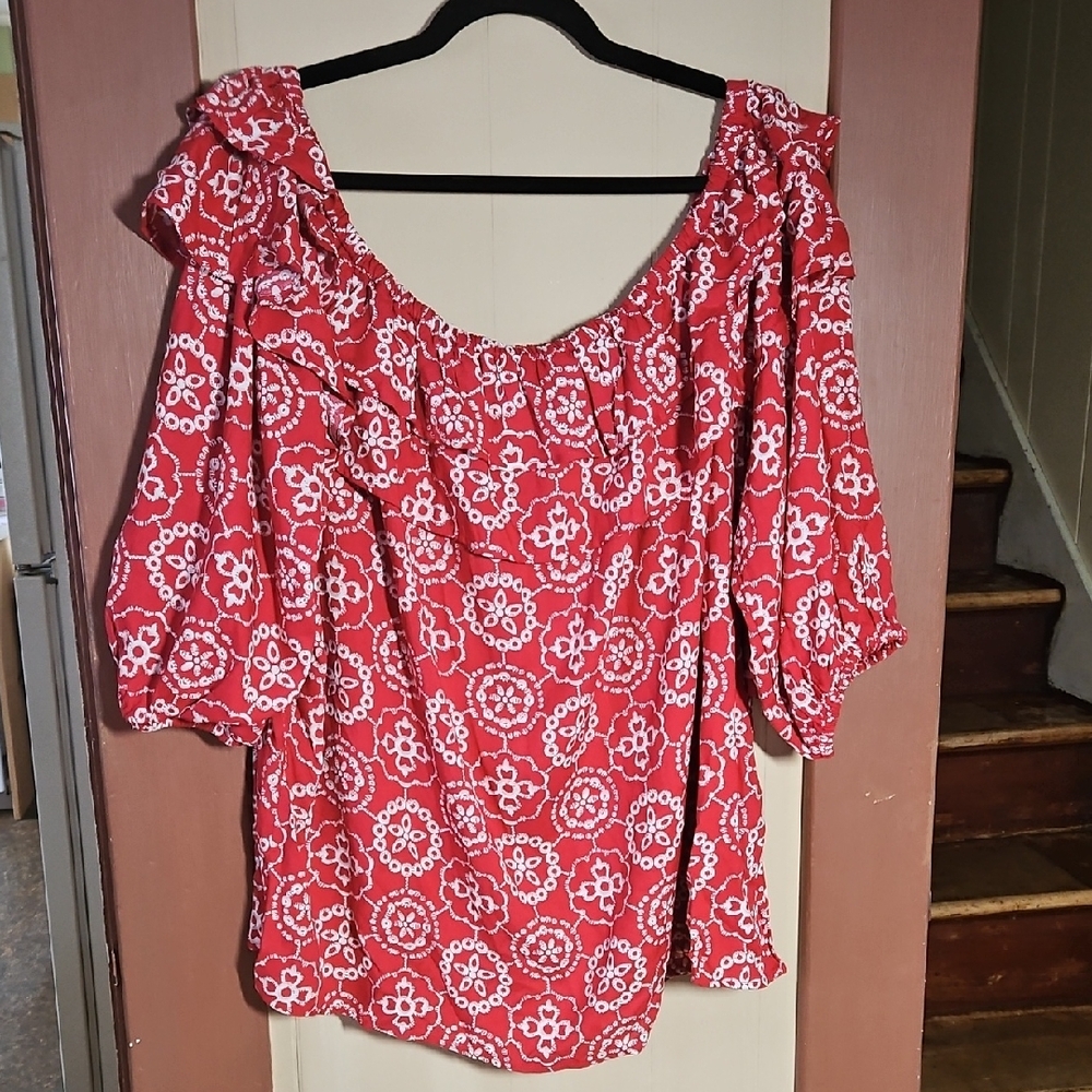 Vince Camuto Red Floral Blouse